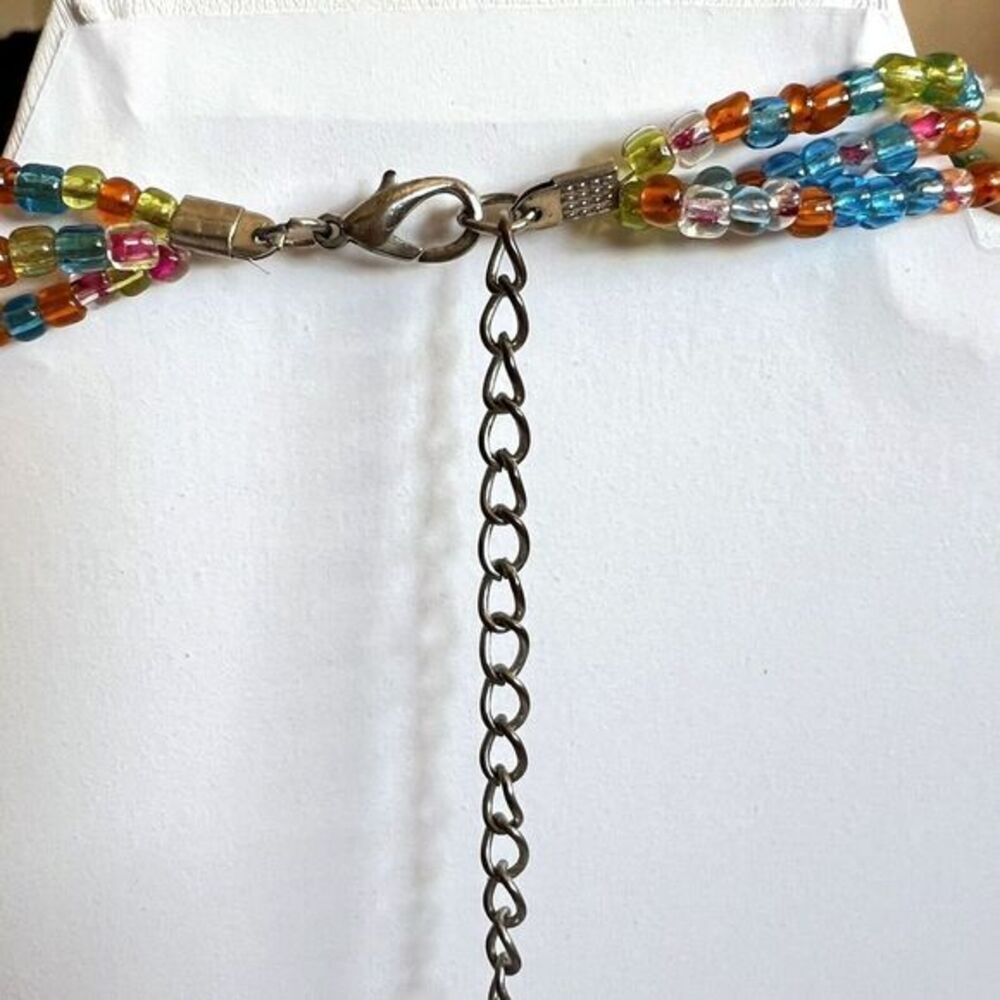 17" Multi-Strand Multicolor Handmade Statement Necklace / Boho Style / Shell - Picture 8 of 12